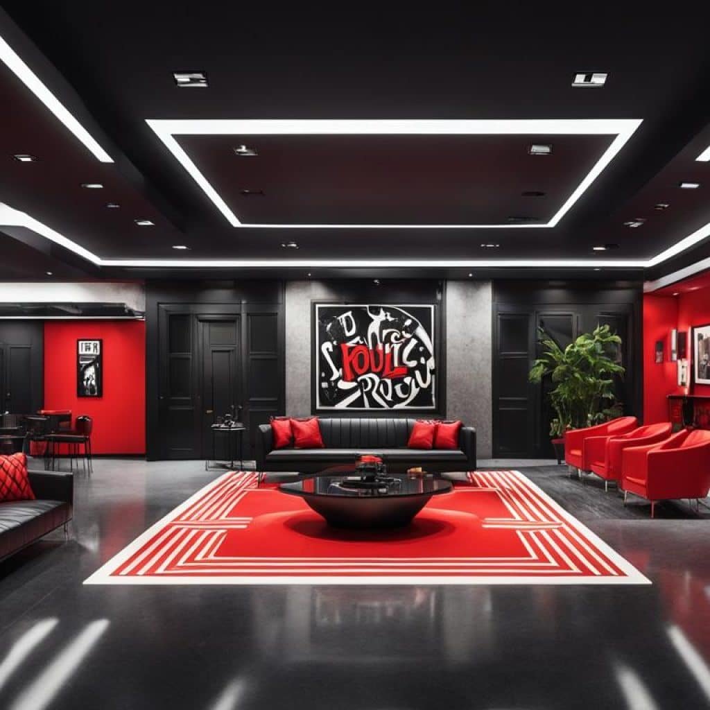 rock and roll inspired lobby